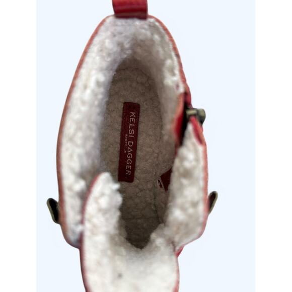 Kelsi Dagger Brooklyn Shoes Red Lace Up Lug Sole Ankle Combat Boots sz 5.5 M EUC - Picture 4 of 12